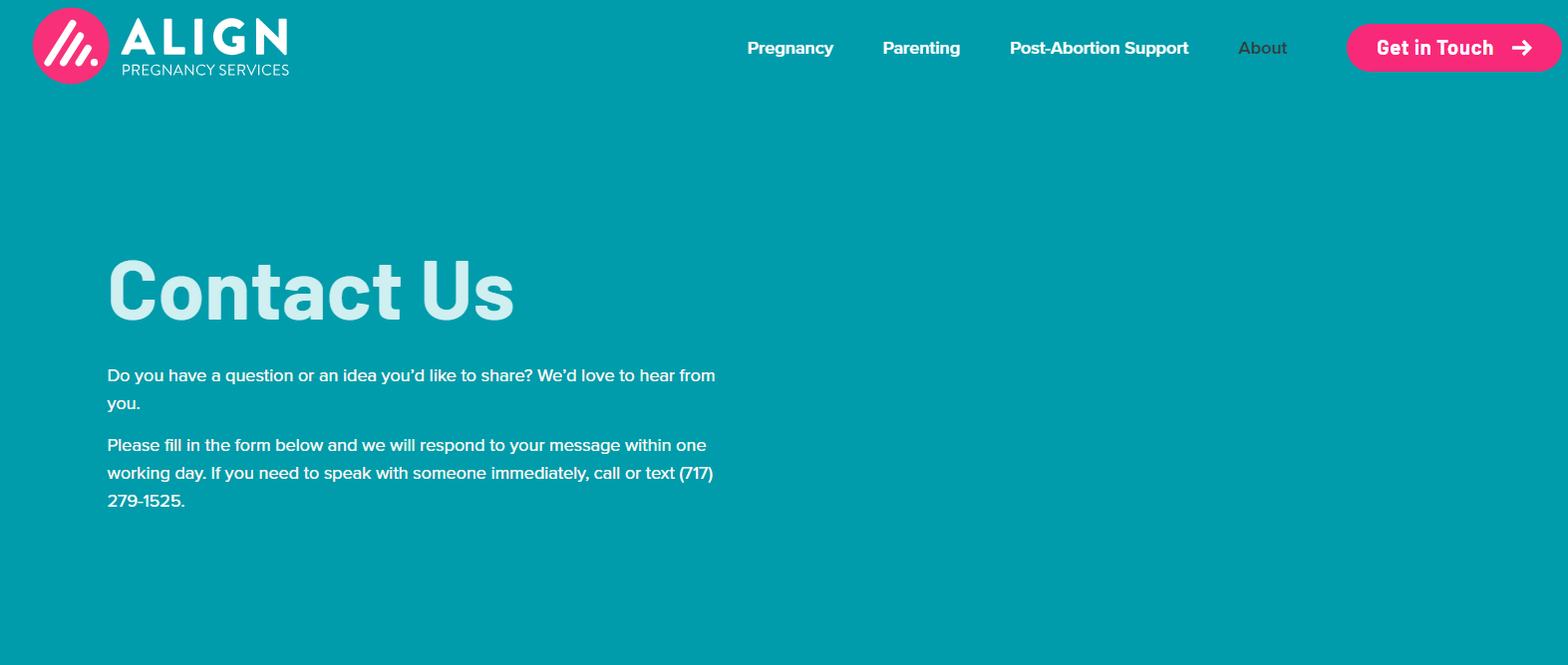 Contact Us — Align Pregnancy Services